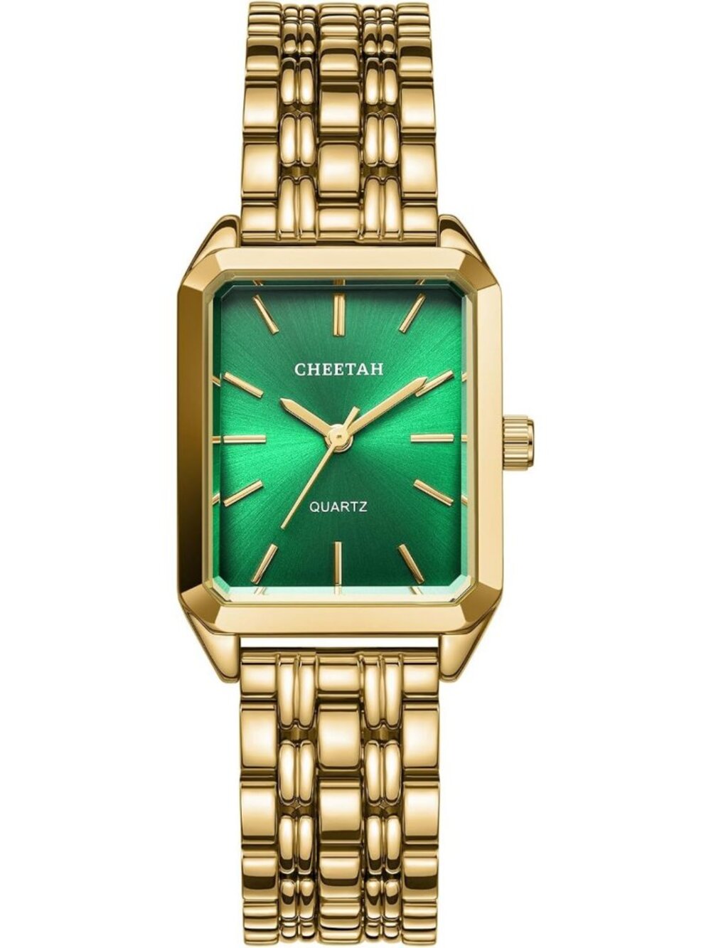 Dainty Gold-Tone Cheetah Watch for Women, Retro Rectangular Case, Stainless